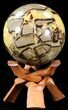 Polished Septarian Sphere - With Stand #43650-2